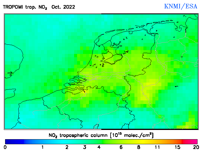 Regional Tropospheric NO2 of October 2022