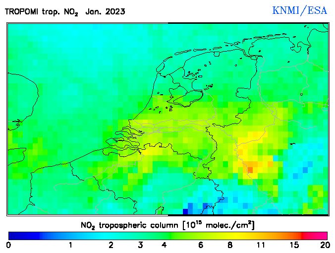Regional Tropospheric NO2 of January 2023