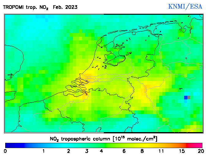 Regional Tropospheric NO2 of February 2023