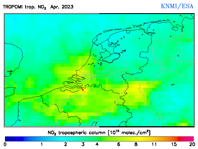 Regional Tropospheric NO2 of April 2023