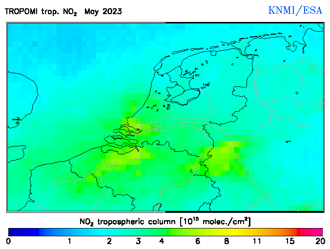 Regional Tropospheric NO2 of May 2023