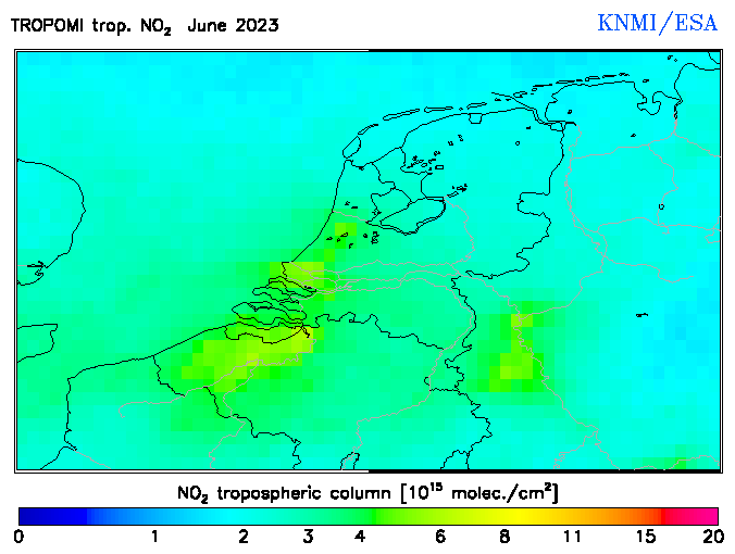Regional Tropospheric NO2 of June 2023