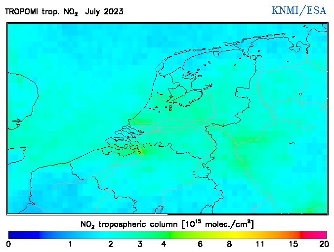 Regional Tropospheric NO2 of July 2023