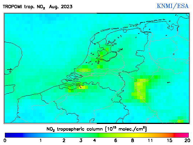 Regional Tropospheric NO2 of August 2023
