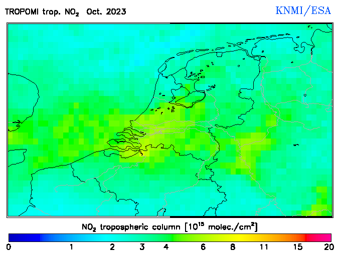 Regional Tropospheric NO2 of October 2023