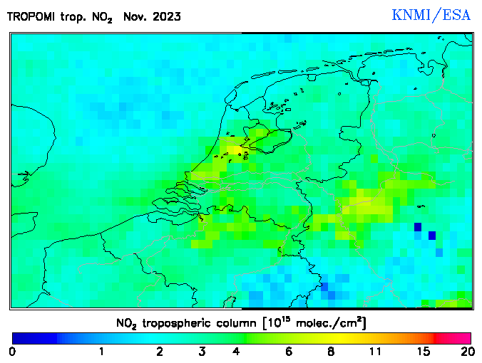 Regional Tropospheric NO2 of November 2023