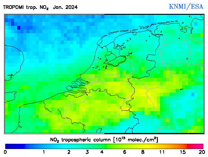 Regional Tropospheric NO2 of January 2024