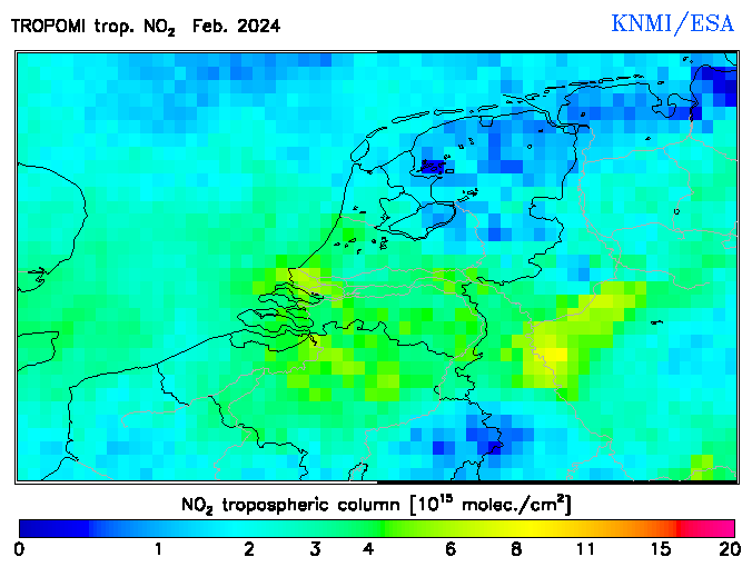 Regional Tropospheric NO2 of February 2024