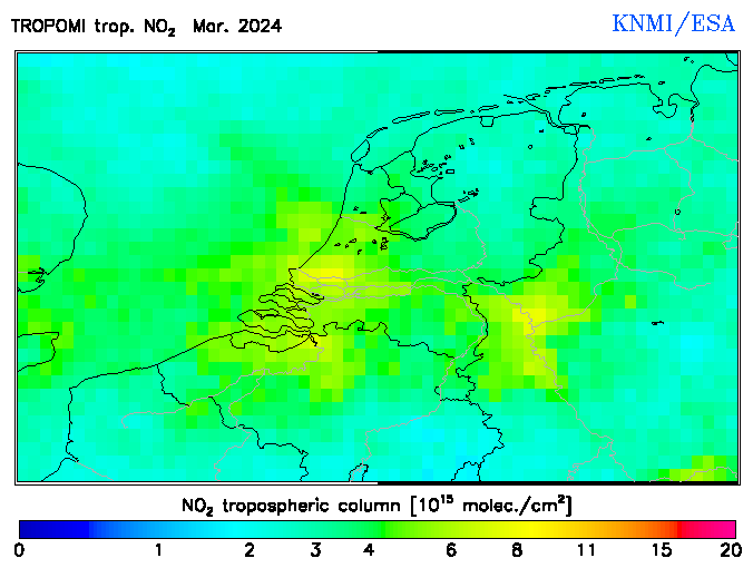 Regional Tropospheric NO2 of March 2024