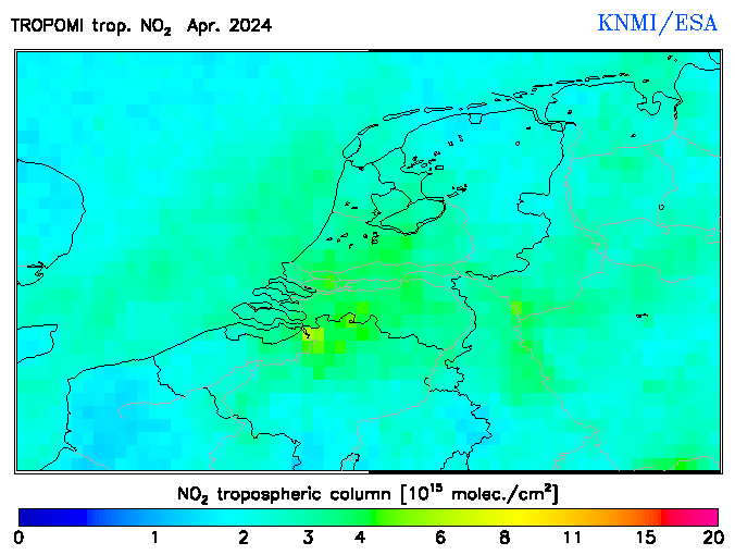 Regional Tropospheric NO2 of April 2024