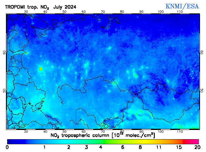 Regional Tropospheric NO2 of July 2024