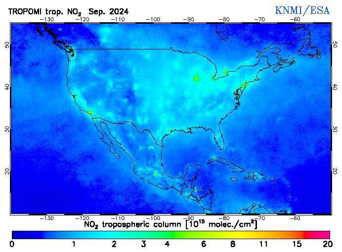 Regional Tropospheric NO2 of September 2024