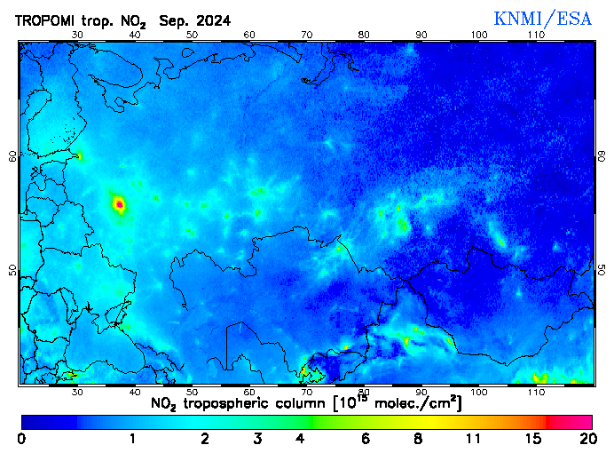 Regional Tropospheric NO2 of September 2024