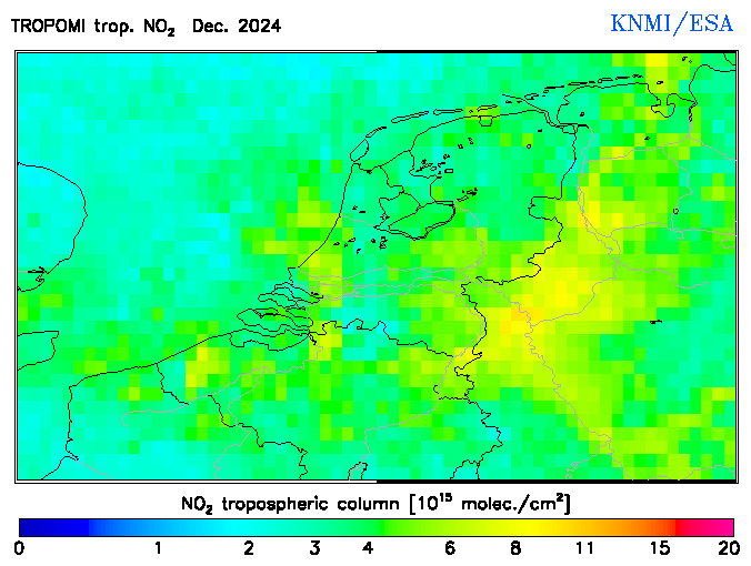 Regional Tropospheric NO2 of December 2024