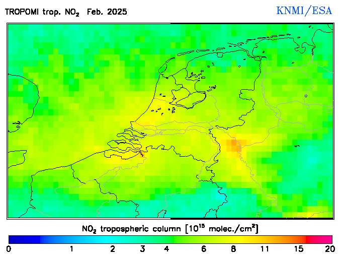 Regional Tropospheric NO2 of February 2025
