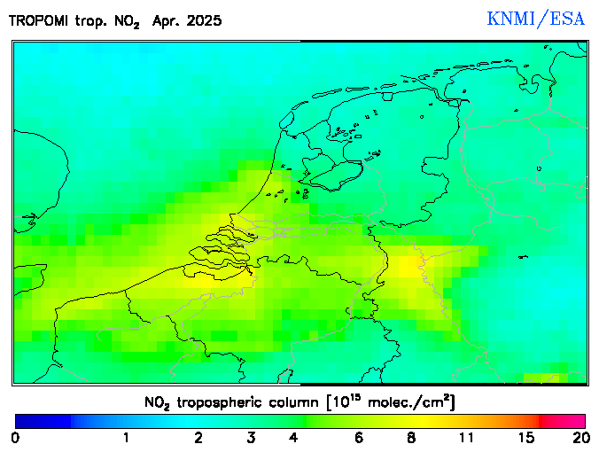 Regional Tropospheric NO2 of April 2025