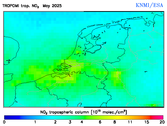 Regional Tropospheric NO2 of May 2025