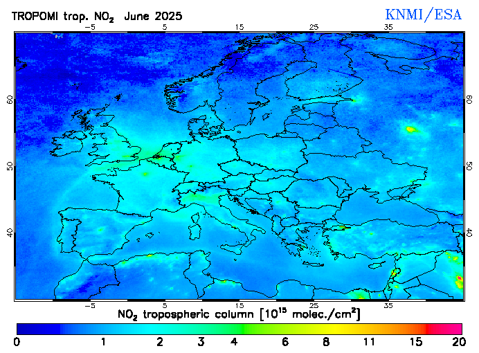 Regional Tropospheric NO2 of June 2025