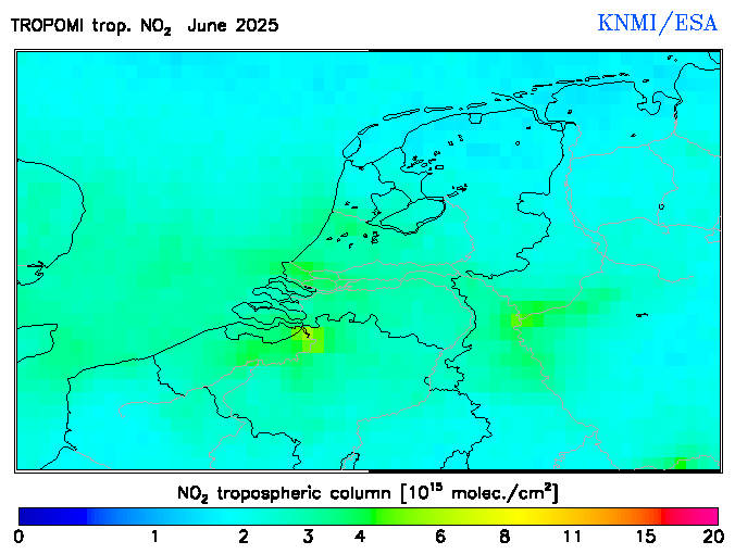 Regional Tropospheric NO2 of June 2025