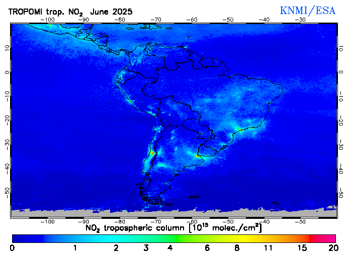 Regional Tropospheric NO2 of June 2025