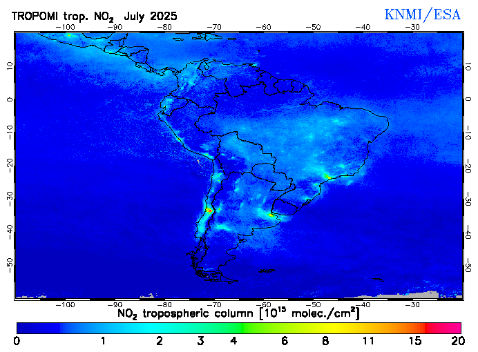 Regional Tropospheric NO2 of July 2025