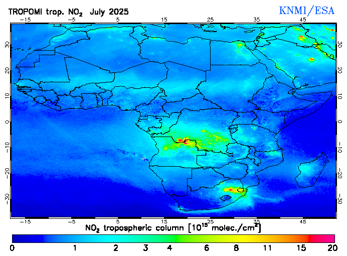 Regional Tropospheric NO2 of July 2025