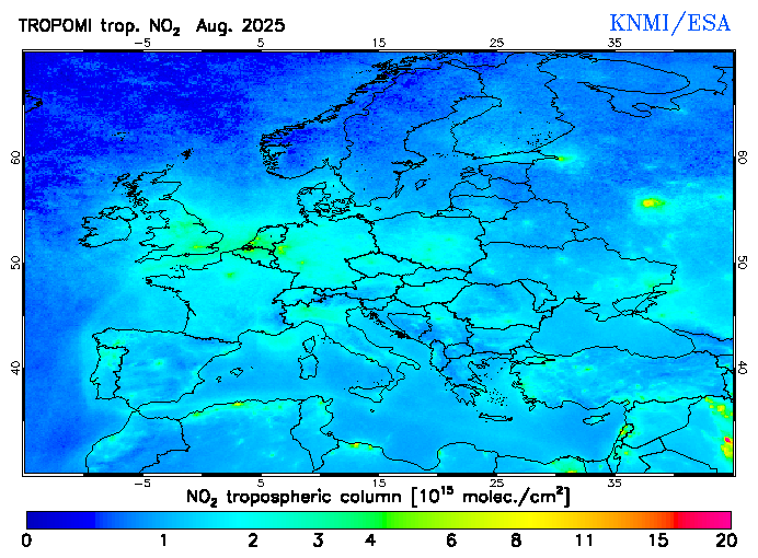 Regional Tropospheric NO2 of August 2025