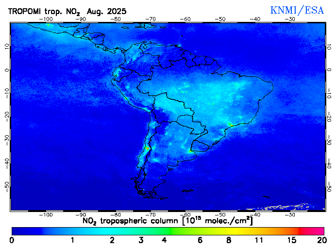 Regional Tropospheric NO2 of August 2025