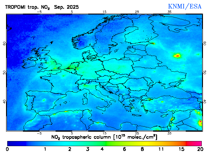 Regional Tropospheric NO2 of September 2025