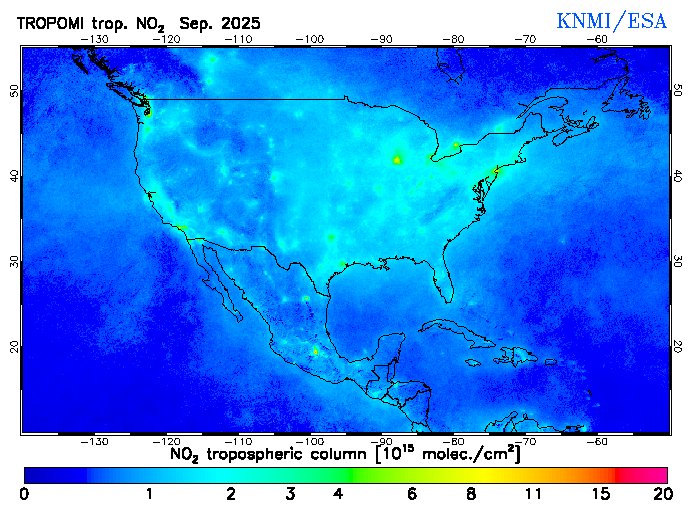 Regional Tropospheric NO2 of September 2025