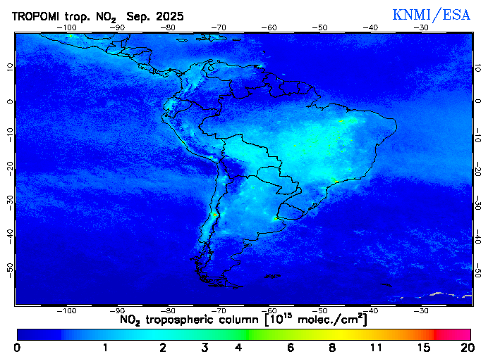 Regional Tropospheric NO2 of September 2025