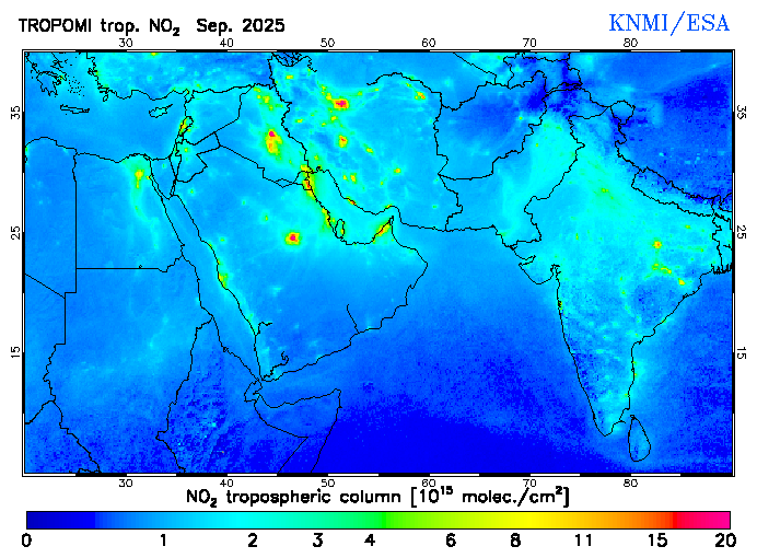 Regional Tropospheric NO2 of September 2025
