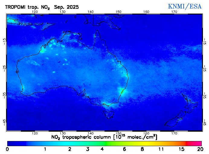 Regional Tropospheric NO2 of September 2025