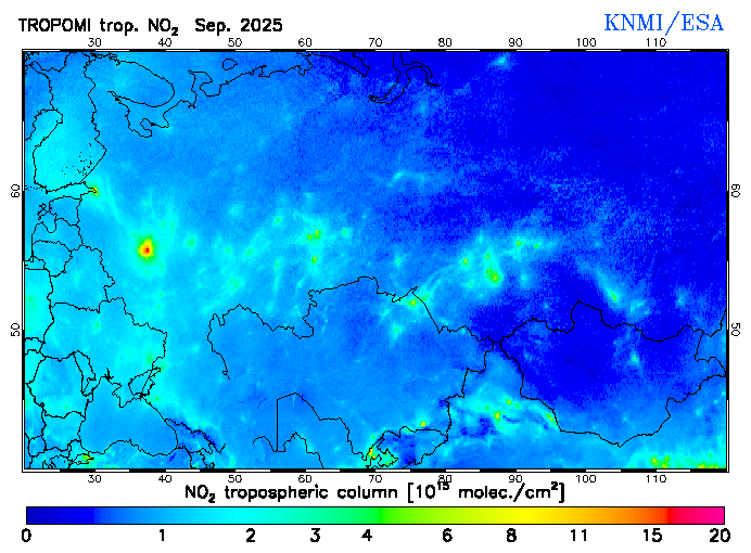 Regional Tropospheric NO2 of September 2025