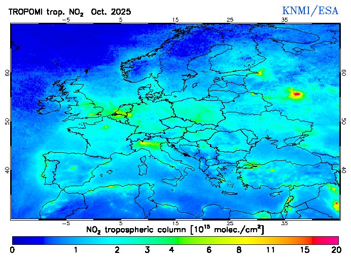 Regional Tropospheric NO2 of October 2025