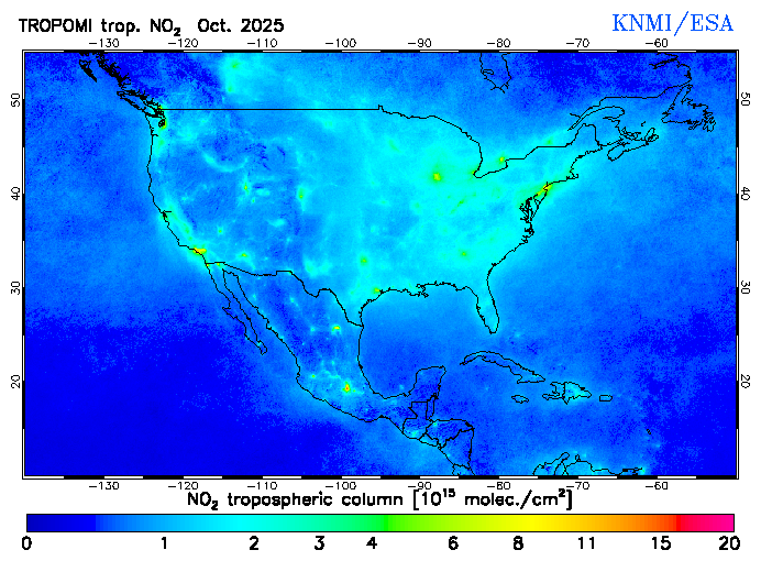Regional Tropospheric NO2 of October 2025