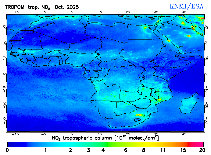 Regional Tropospheric NO2 of October 2025