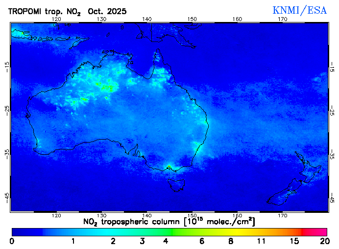 Regional Tropospheric NO2 of October 2025