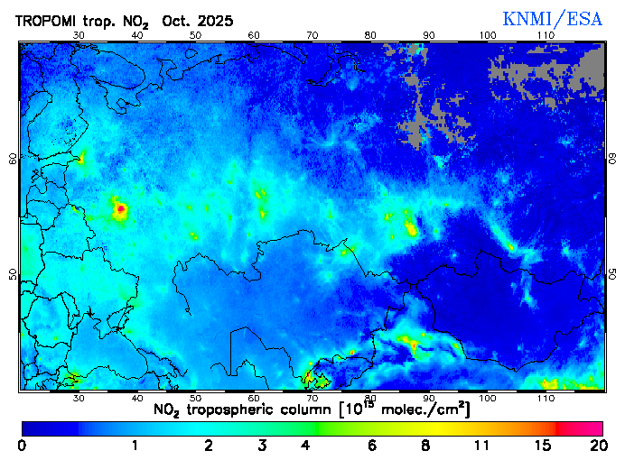 Regional Tropospheric NO2 of October 2025