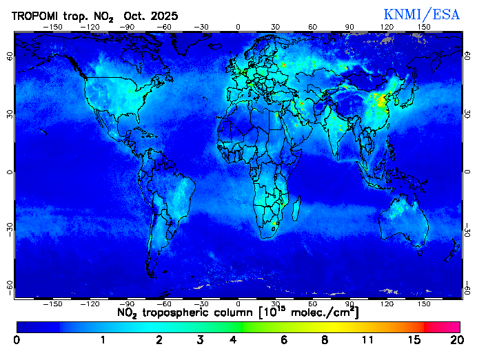 Regional Tropospheric NO2 of October 2025