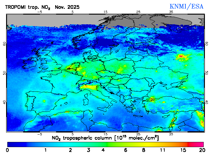 Regional Tropospheric NO2 of November 2025