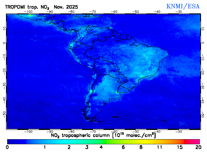 Regional Tropospheric NO2 of November 2025