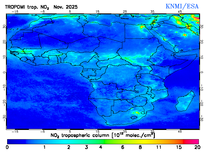 Regional Tropospheric NO2 of November 2025