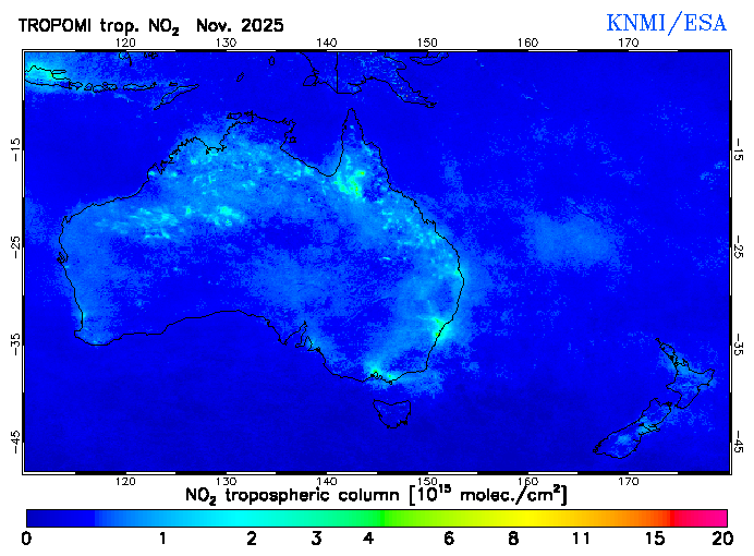 Regional Tropospheric NO2 of November 2025