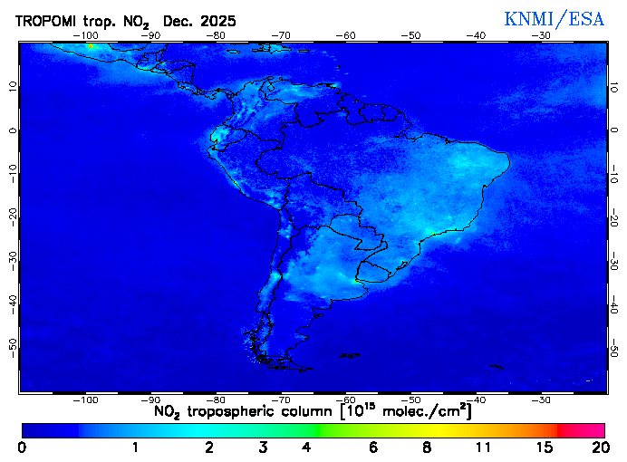Regional Tropospheric NO2 of December 2025