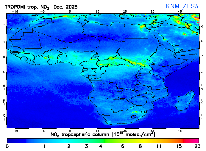 Regional Tropospheric NO2 of December 2025