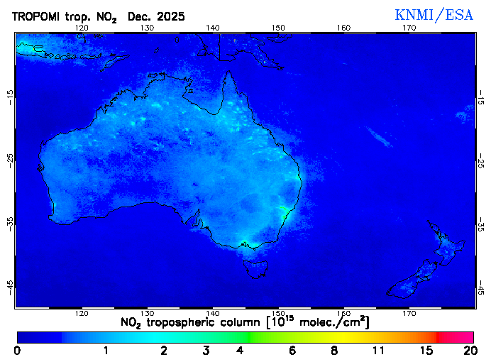 Regional Tropospheric NO2 of December 2025