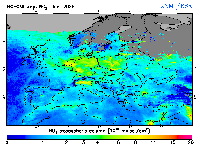 Regional Tropospheric NO2 of January 2026