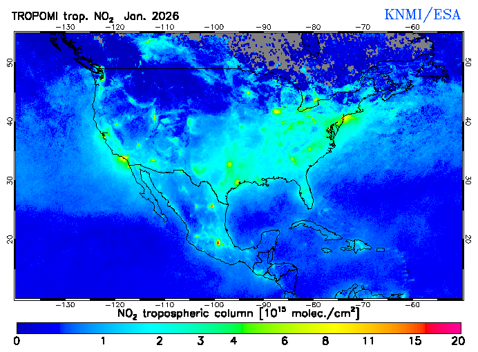Regional Tropospheric NO2 of January 2026