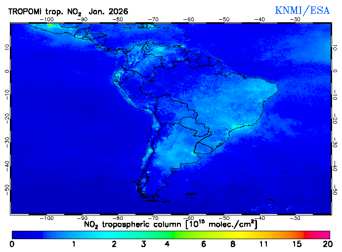 Regional Tropospheric NO2 of January 2026
